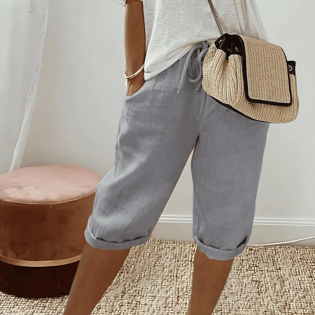 Katoenen linnen harembroek voor dames, knielengte