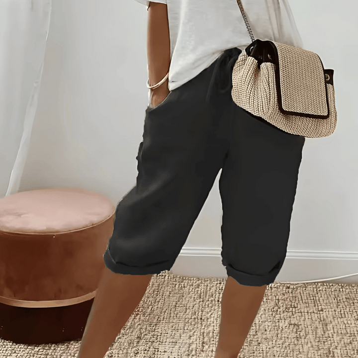 Katoenen linnen harembroek voor dames, knielengte