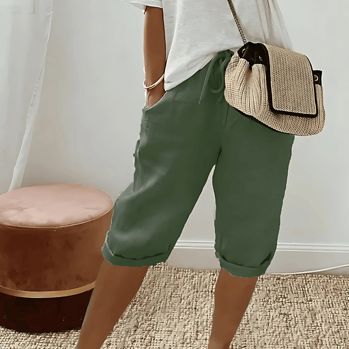 Katoenen linnen harembroek voor dames, knielengte