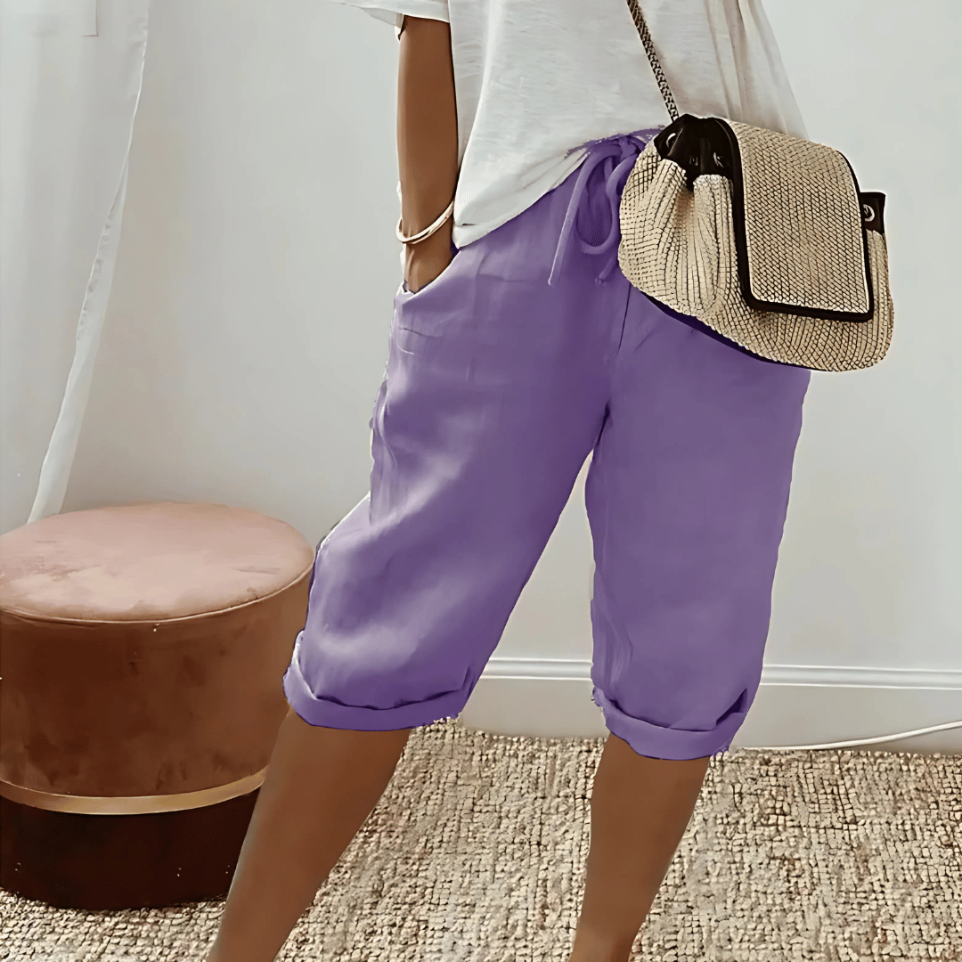 Katoenen linnen harembroek voor dames, knielengte