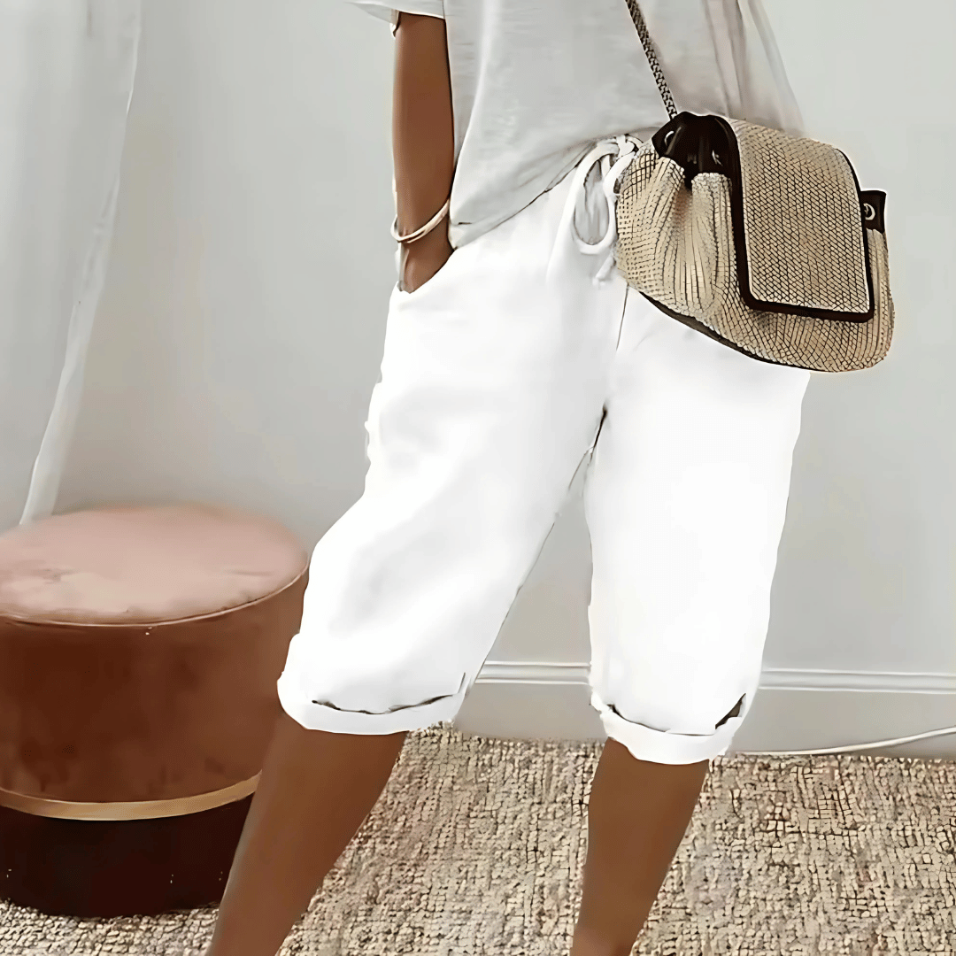 Katoenen linnen harembroek voor dames, knielengte