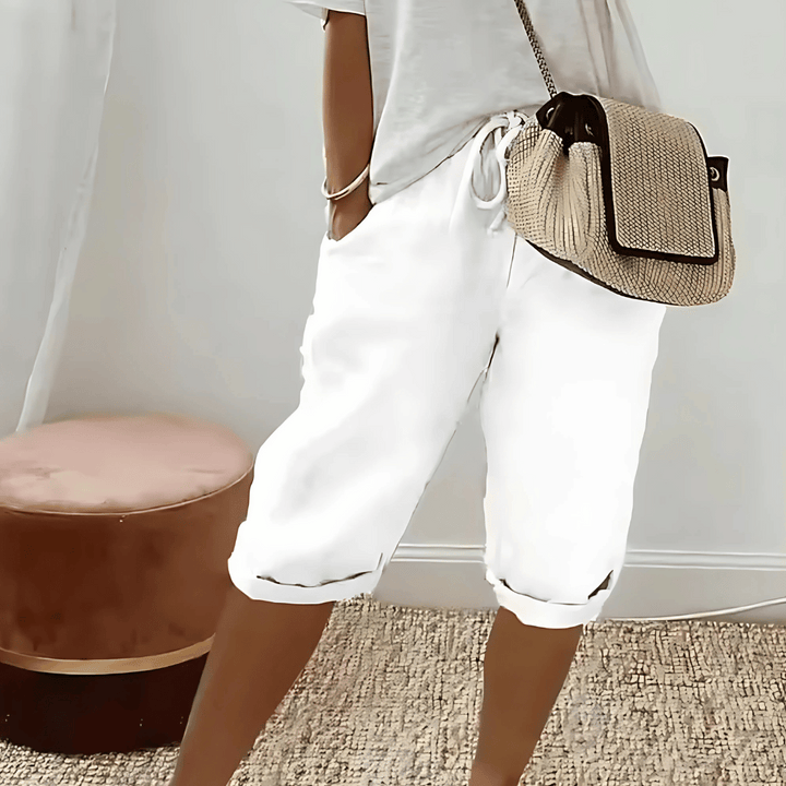 Katoenen linnen harembroek voor dames, knielengte