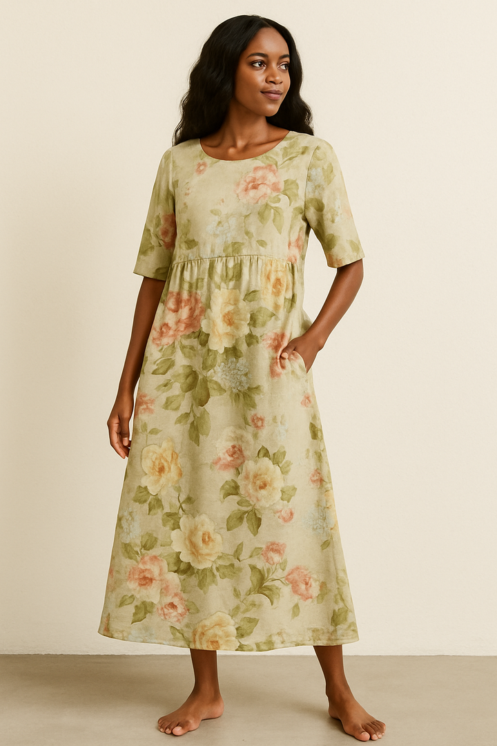 Khaki midi-jurk voor dames