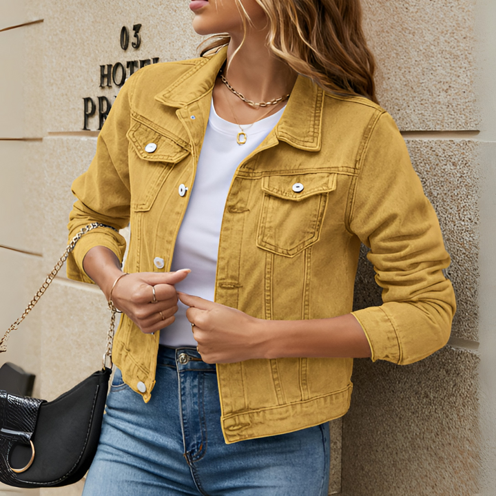 Klassiek denim jack met knopen voor dames