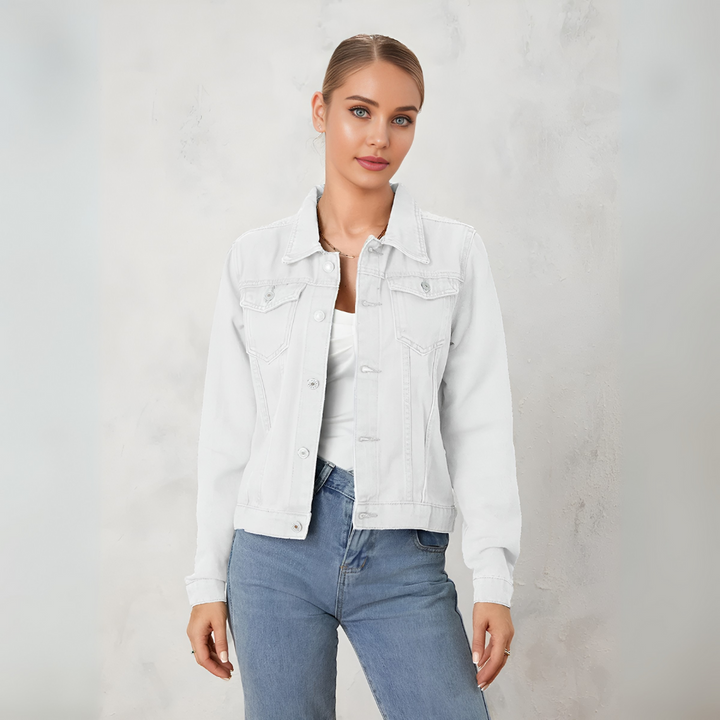 Klassiek denim jack met knopen voor dames