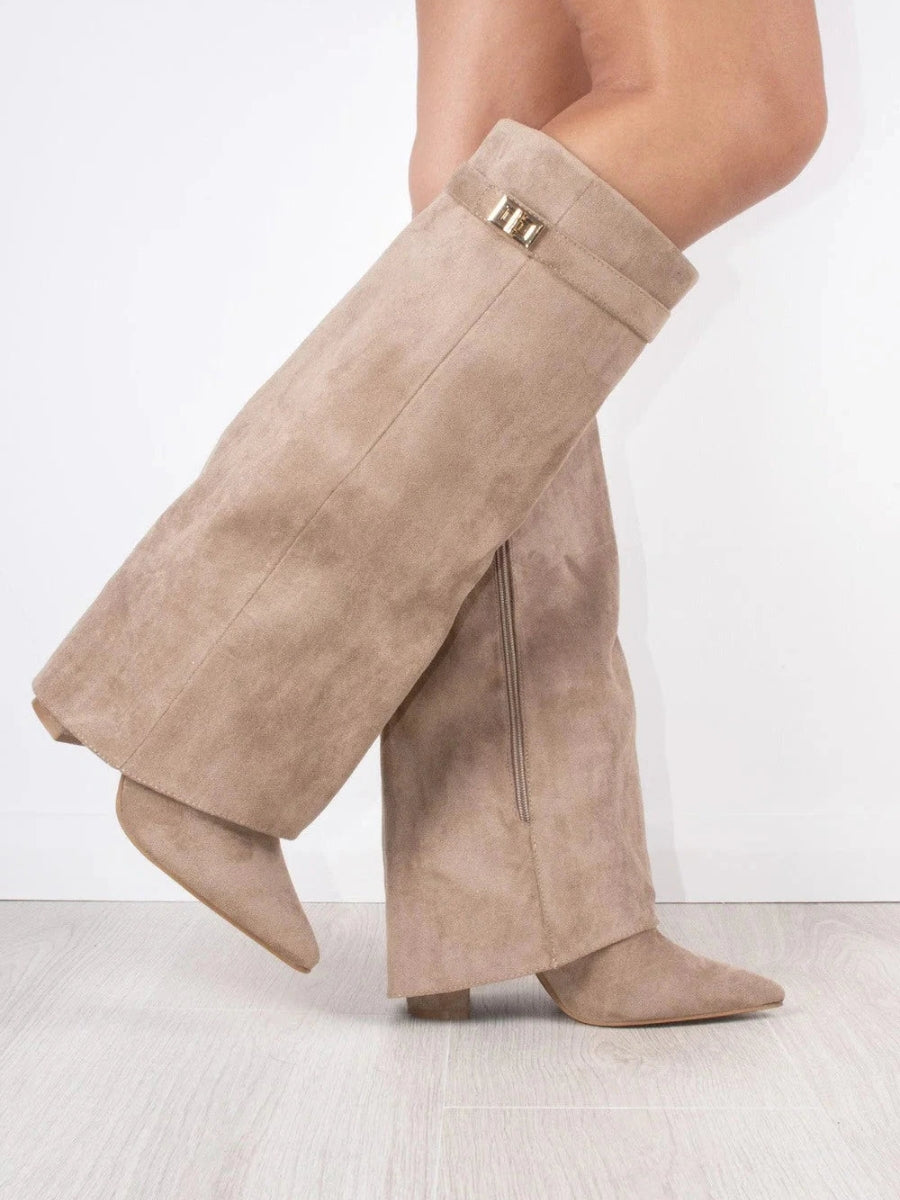 Kniehoge suède laarzen met hak  Elegante stijl en dagelijks comfort