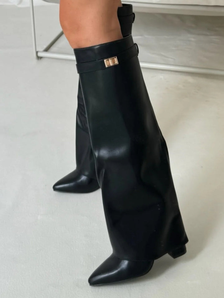 Kniehoge suède laarzen met hak  Elegante stijl en dagelijks comfort