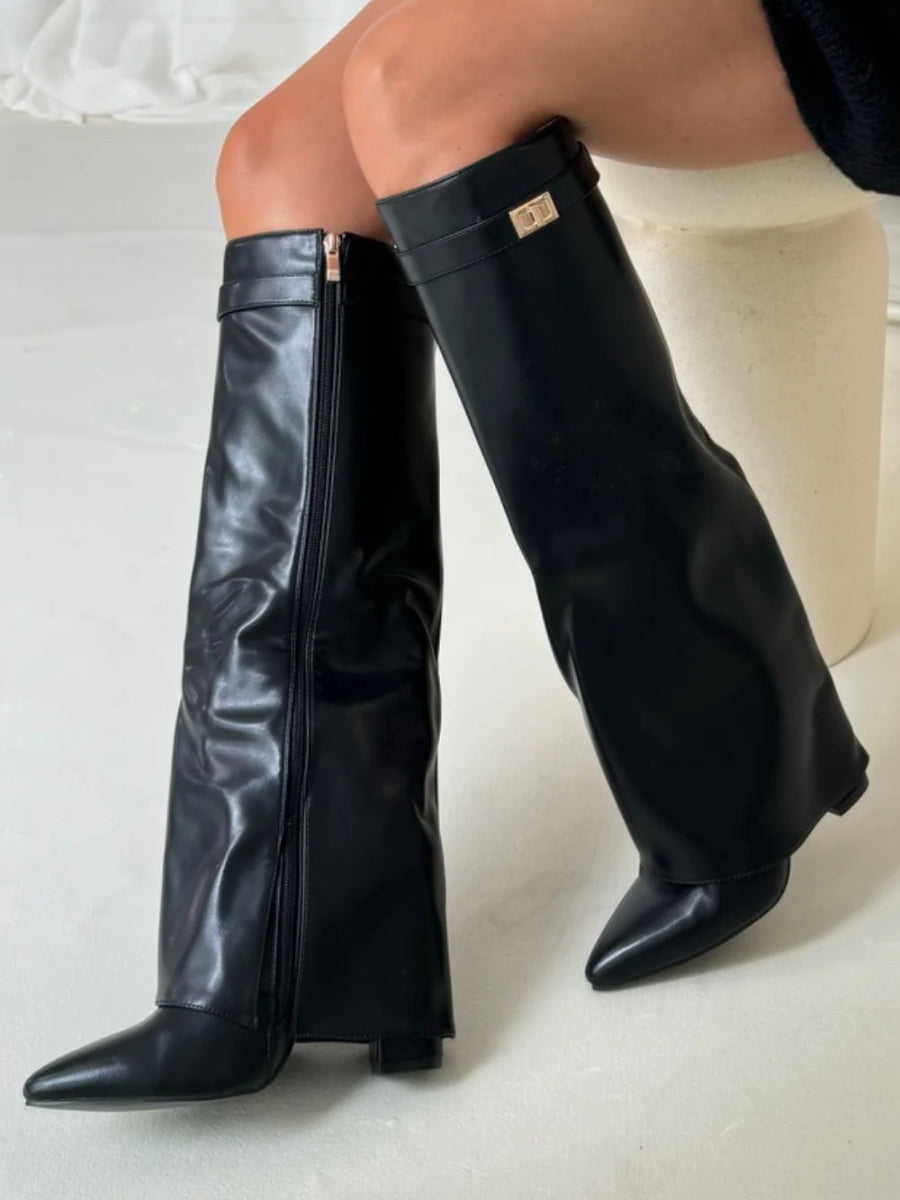 Kniehoge suède laarzen met hak  Elegante stijl en dagelijks comfort