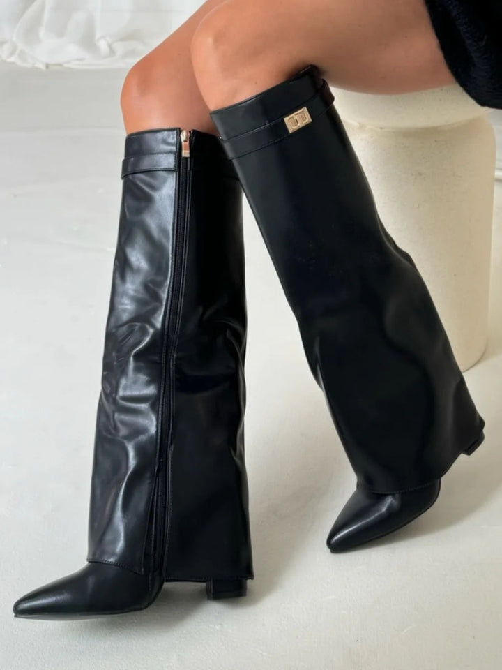 Kniehoge suède laarzen met hak  Elegante stijl en dagelijks comfort