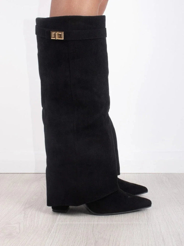 Kniehoge suède laarzen met hak  Elegante stijl en dagelijks comfort