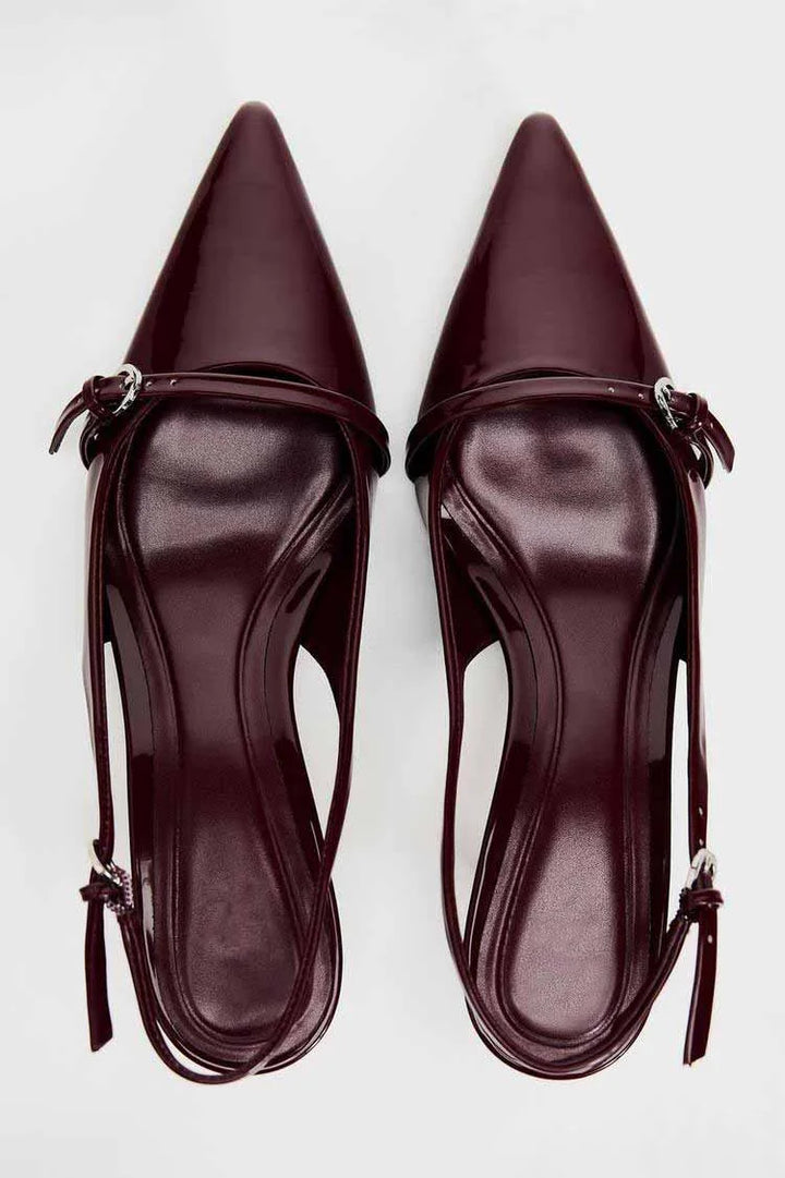 Lakleren Slingback Hakken met Gesp