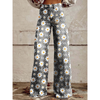 Lange denim broek voor dames – Ritan bloemen- en effen prints
