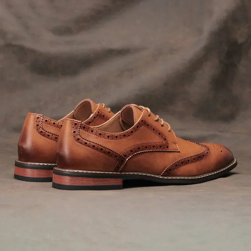 Leren Wingtip Brogue Oxford-schoenen met vetersluiting