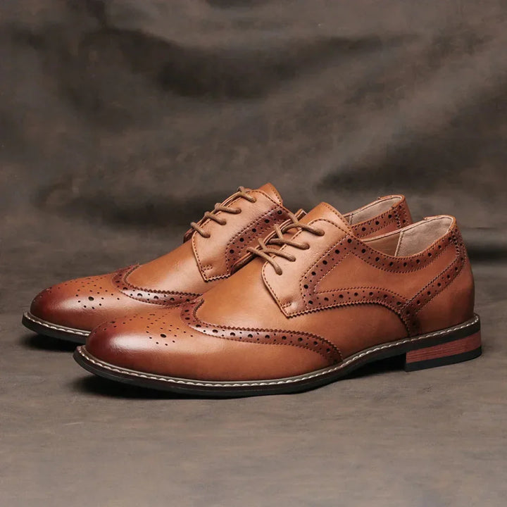 Leren Wingtip Brogue Oxford-schoenen met vetersluiting