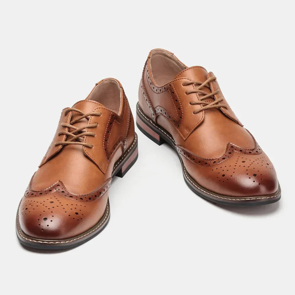 Leren Wingtip Brogue Oxford-schoenen met vetersluiting