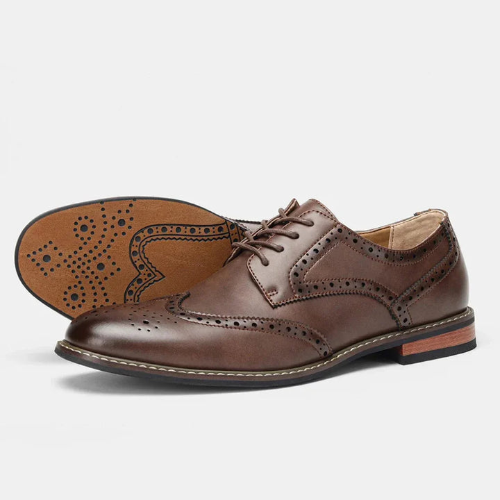 Leren Wingtip Brogue Oxford-schoenen met vetersluiting
