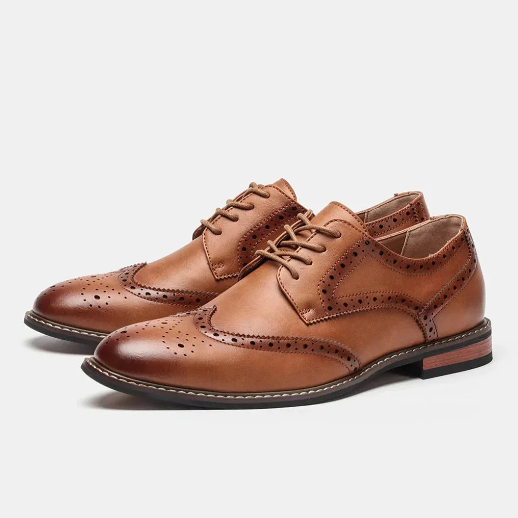 Leren Wingtip Brogue Oxford-schoenen met vetersluiting