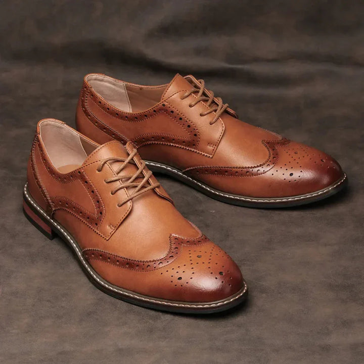 Leren Wingtip Brogue Oxford-schoenen met vetersluiting