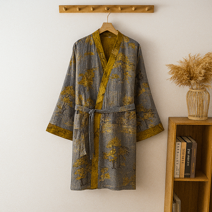Lichtgewicht katoenen kimono-badjas voor heren