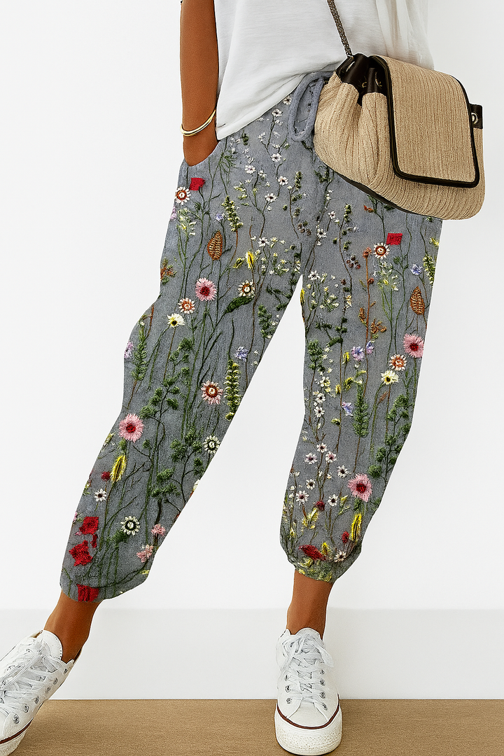 Losvallende broek met patroon voor dames