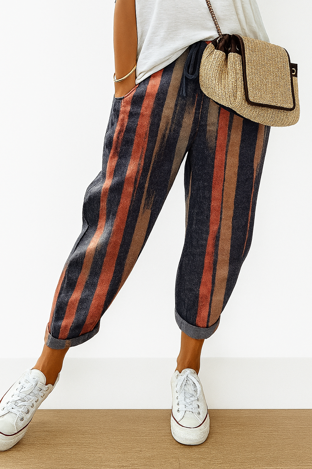 Losvallende broek met patroon voor dames