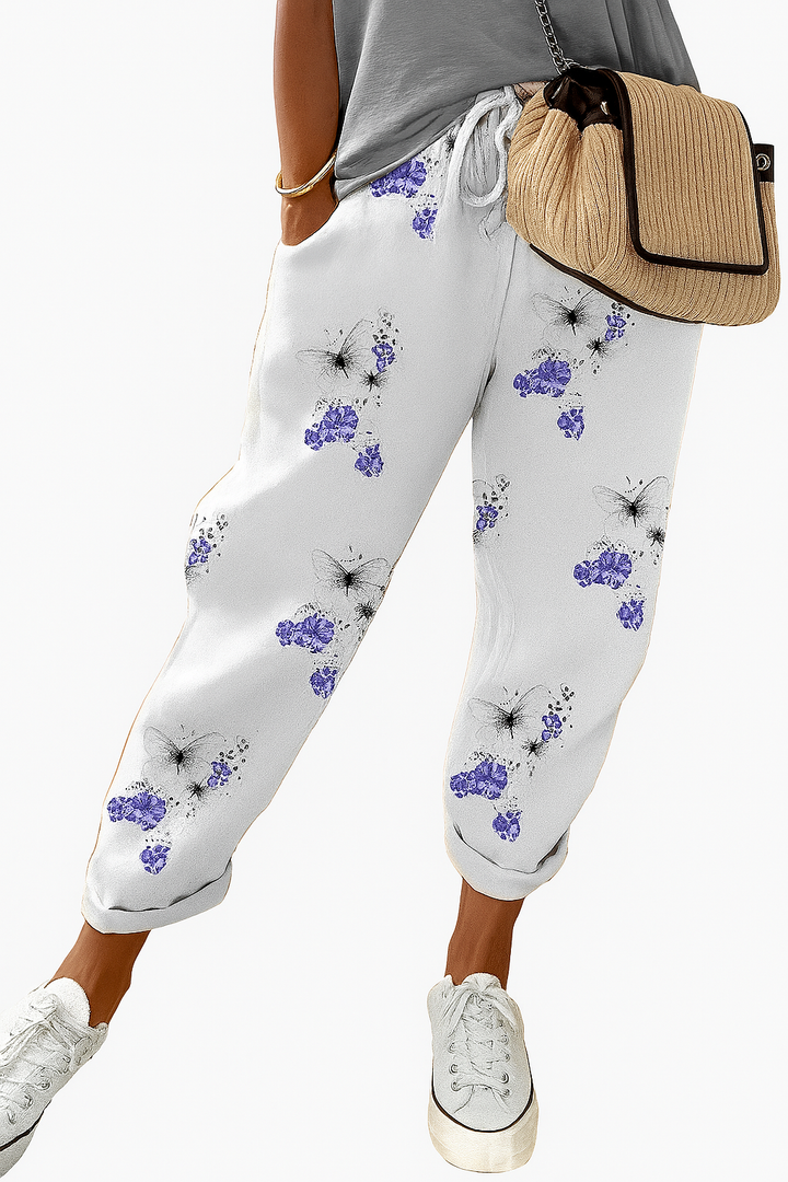 Losvallende broek met patroon voor dames
