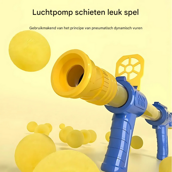Luchtgedreven softbalspel met wandelende eend en lichtjes