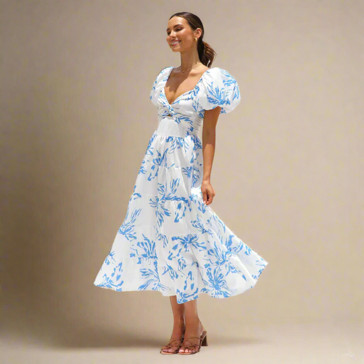 Luchtige Gebloemde Jurk met Pofmouwen