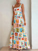 Maxi-jurk met Vierkante Hals en Tropische Print