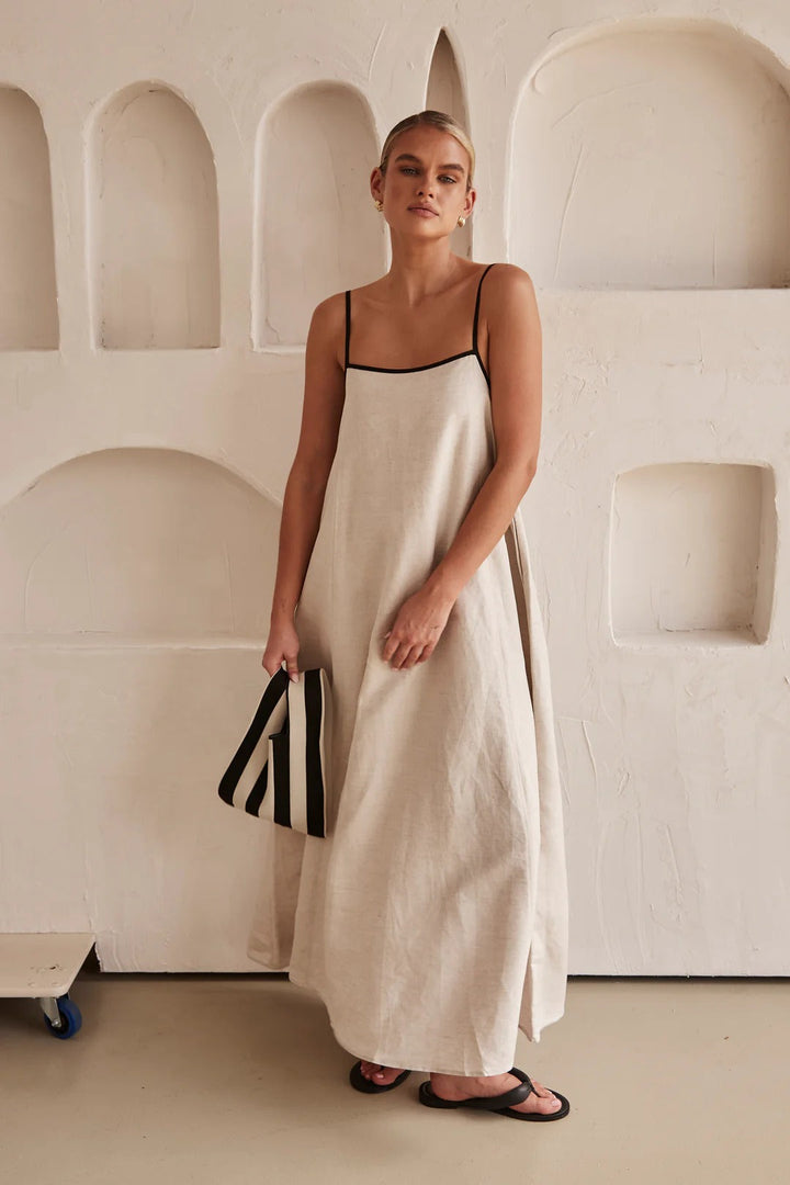 Maxi-jurk met Zwarte Biezen