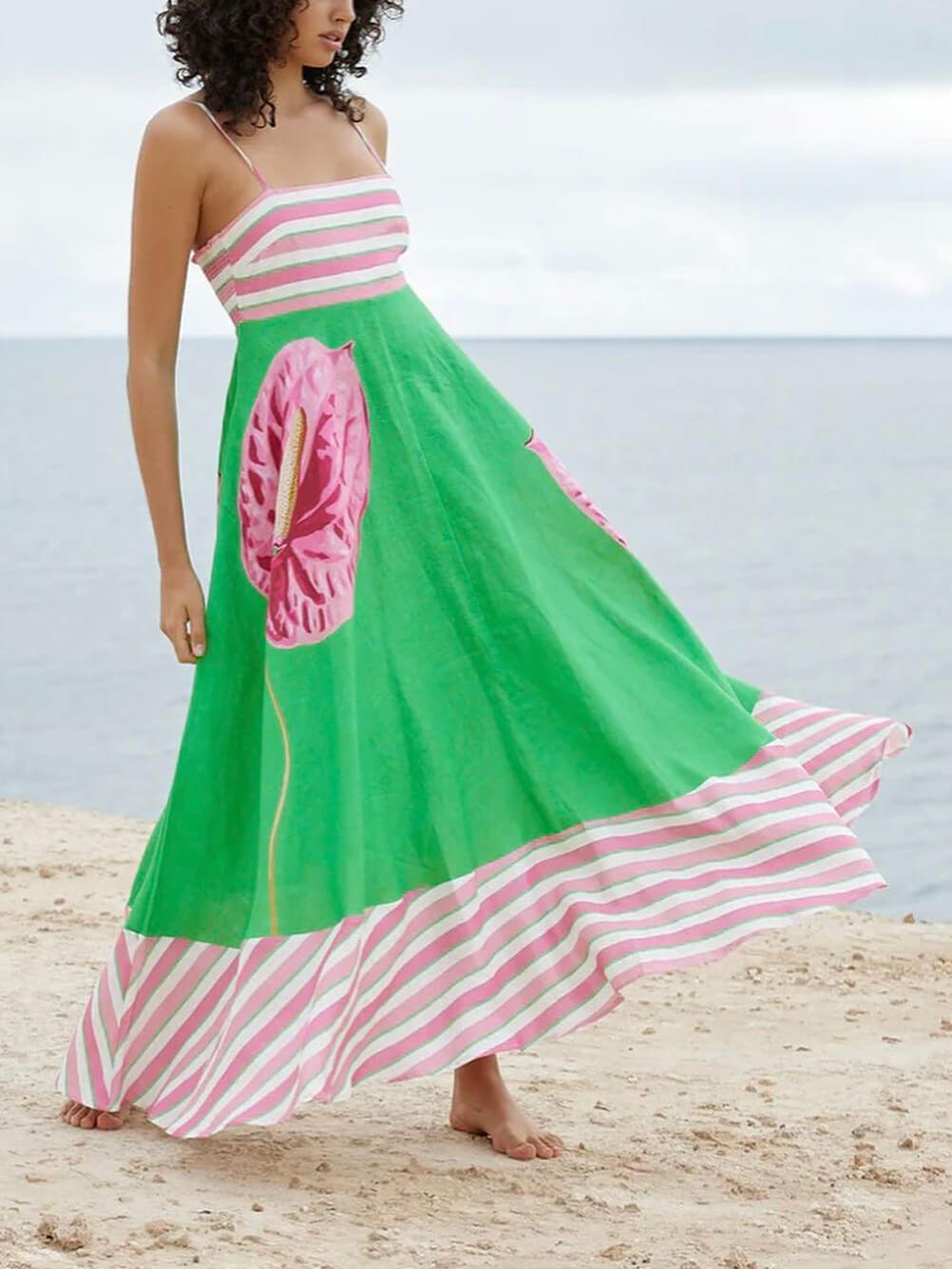 Maxi-jurk met bandjes en bloemenopdruk