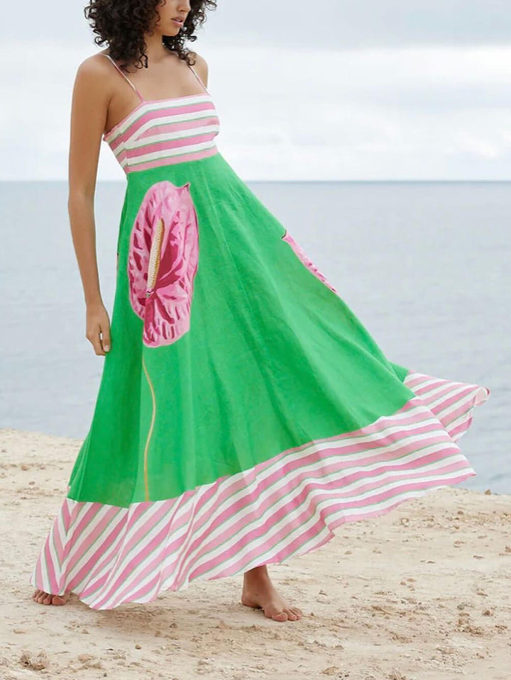 Maxi-jurk met bandjes en bloemenopdruk