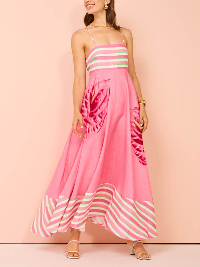 Maxi-jurk met bandjes en bloemenopdruk