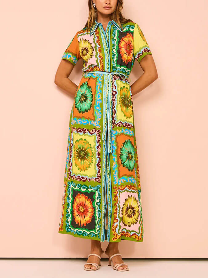 Maxi-overhemdjurk met Zomerse Print
