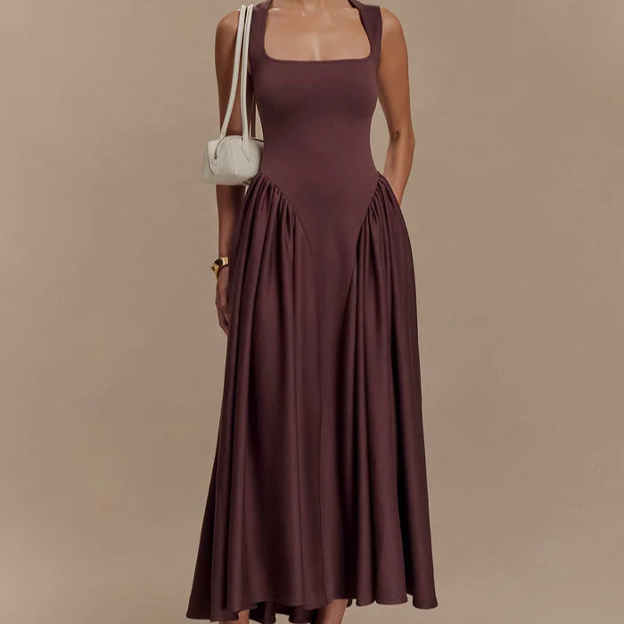 Midi-jurk met vierkante hals