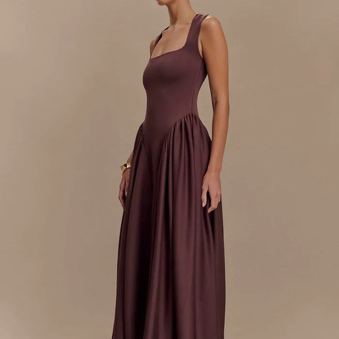 Midi-jurk met vierkante hals