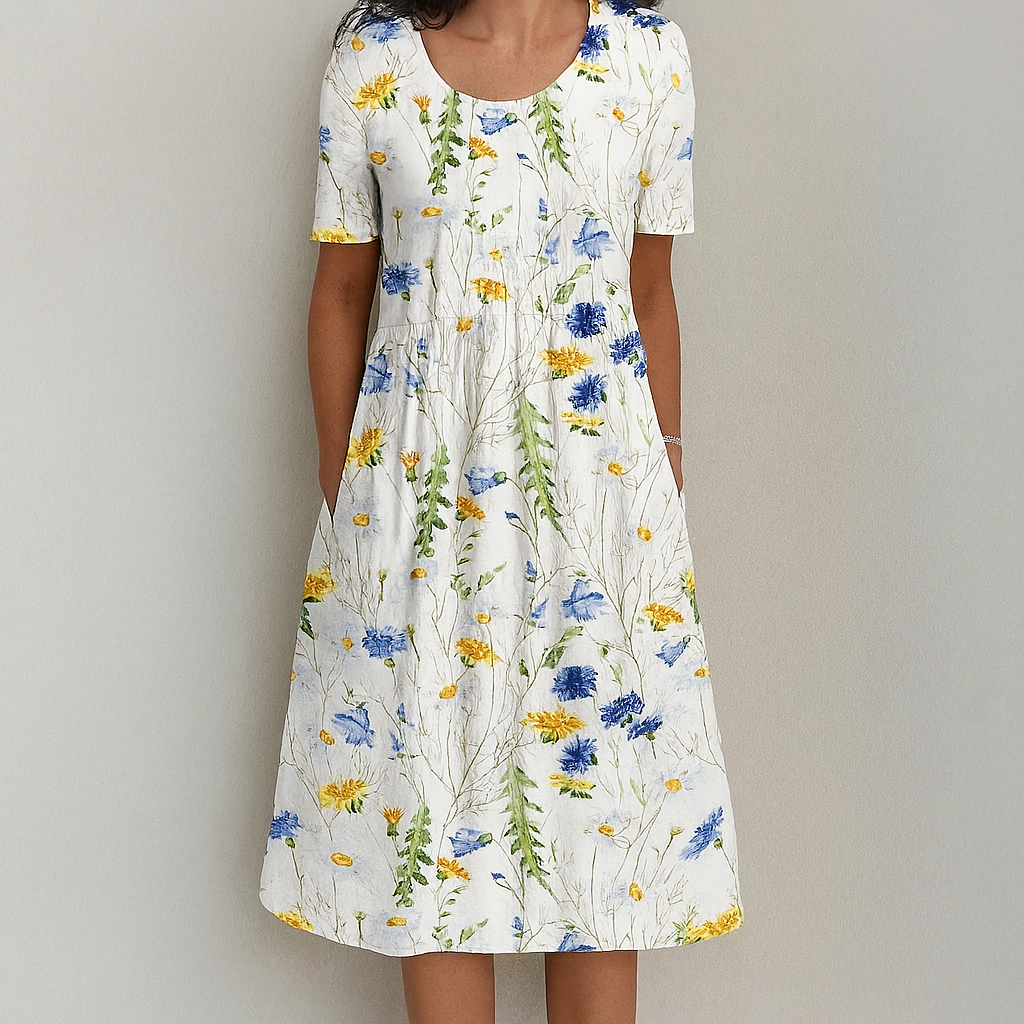 Moeiteloze vintage bloemenjurk met ruches voor de zomer