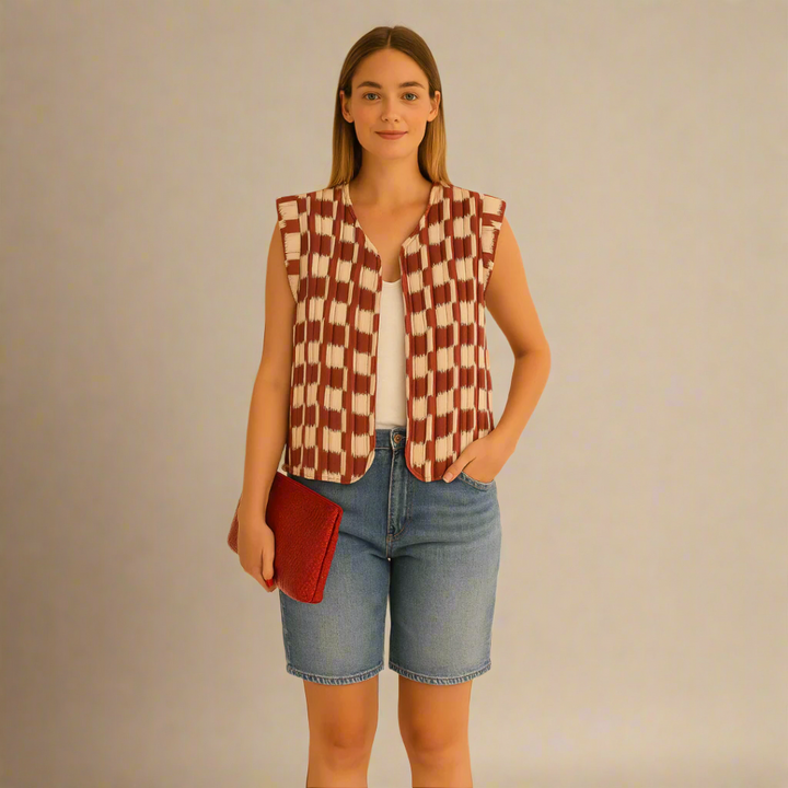 Mouwloos Gilet met Geometrische Print