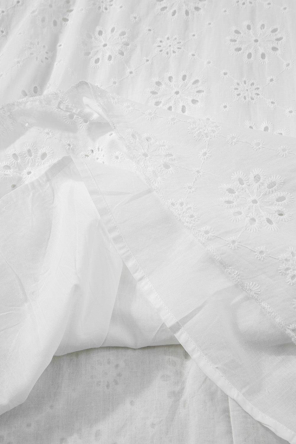 Mouwloze Jurk met Opengewerkte Stof