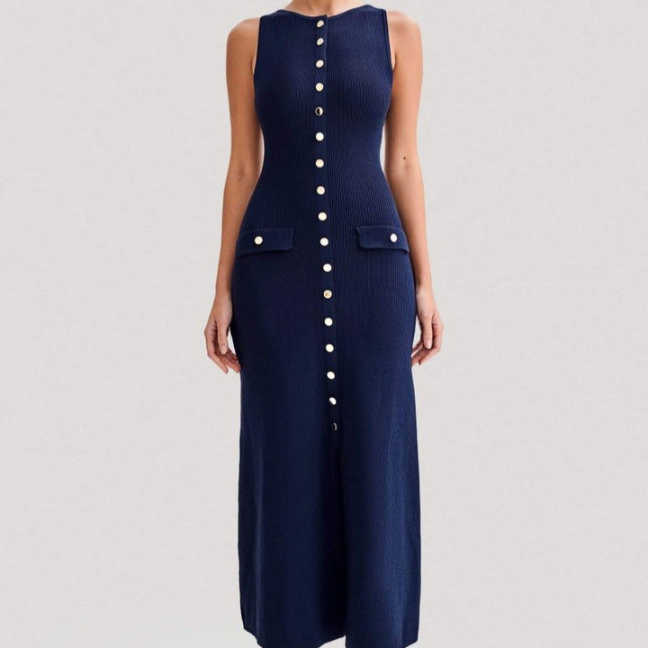 Mouwloze Knoopjurk met Zakken