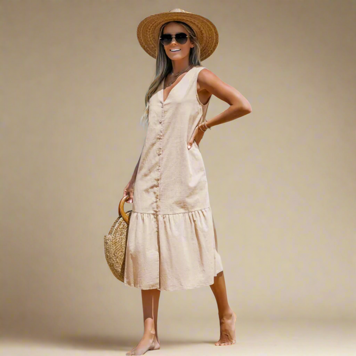Mouwloze Knoopjurk voor Strand