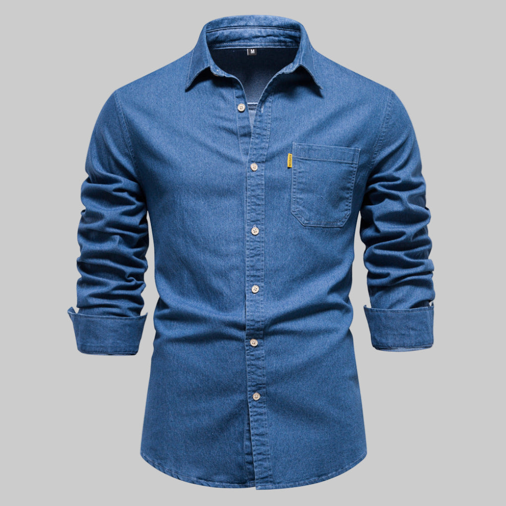 Heren denim overhemd met lange mouwen