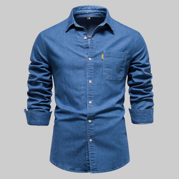 Heren denim overhemd met lange mouwen