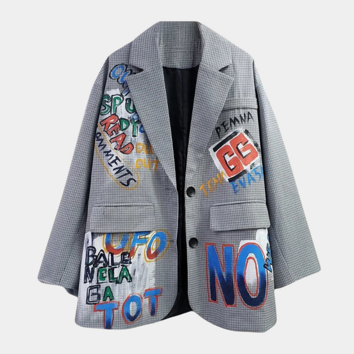 Oversized damesblazer met subtiel ruitpatroon