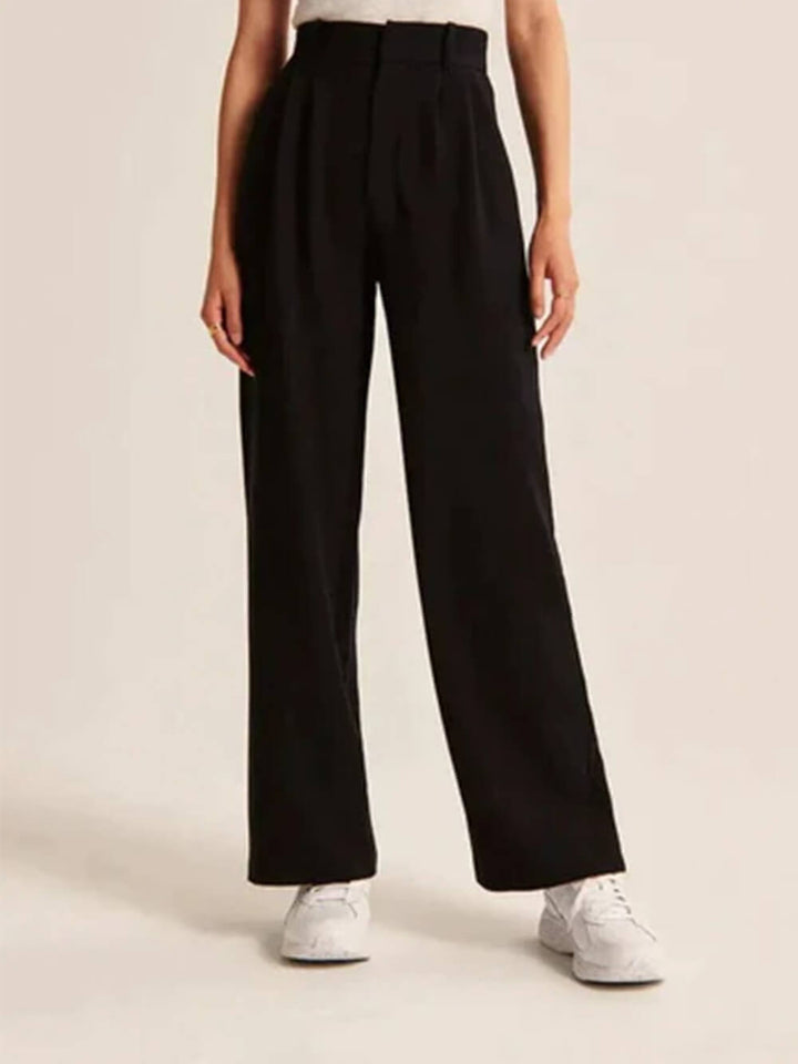 Pantalon met hoge taille en rechte pijpen