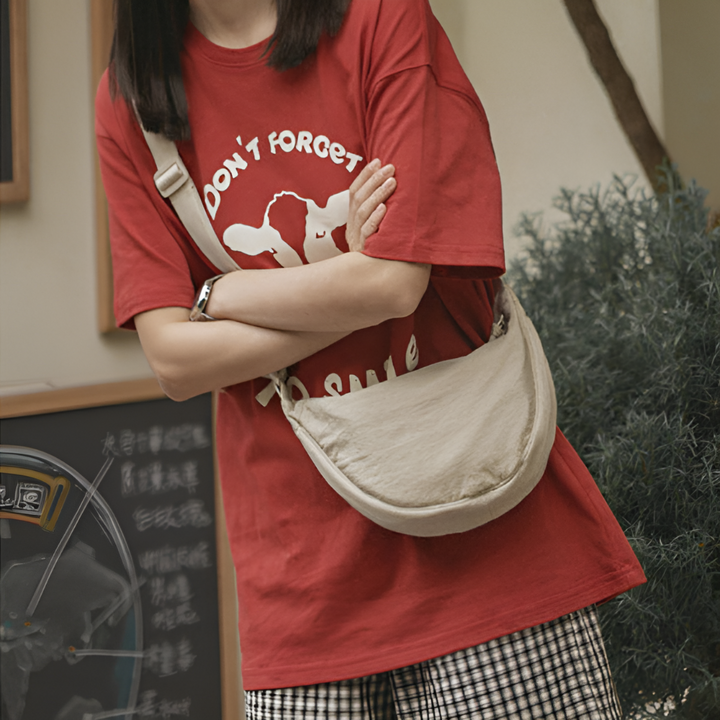 Ruime nylon schoudertas voor dames