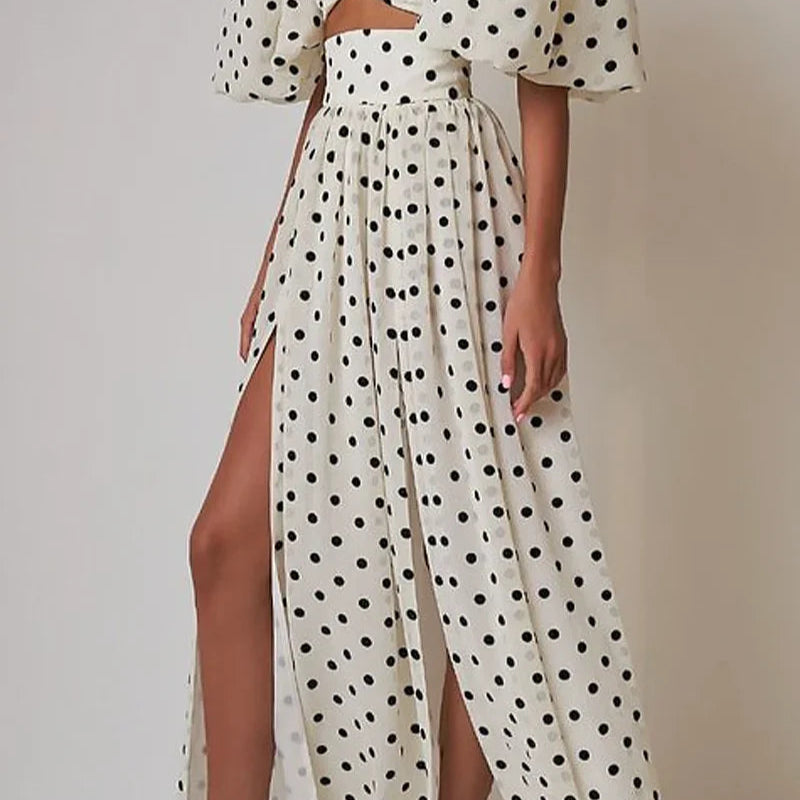 Set met Stippen en Pofmouwen