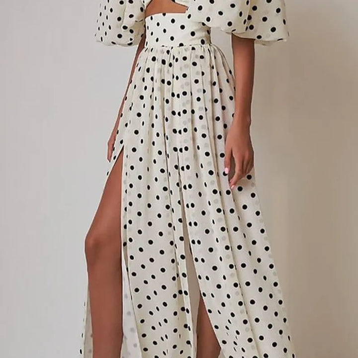 Set met Stippen en Pofmouwen