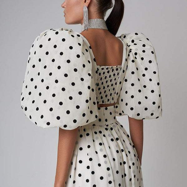 Set met Stippen en Pofmouwen