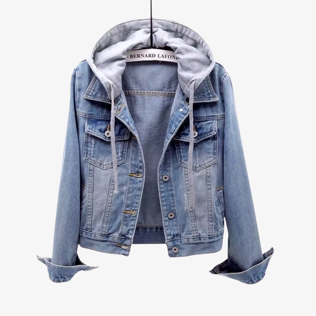 Stijlvol cropped denim jack met capuchon voor dames